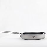 Ti artisan Titanium Frying Pan Titanium Pan Non Stick Camping Cookware with Folding Handle Lightweight Campfire Cookware (S-33.82fl oz)