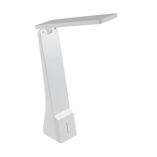 EGLO LED Tischlampe La Seca mit Akku, Tischleuchte mit Touch, dimmbar, Lichtfarbe einstellbar (warmweiß - kaltweiß), Schreibtischlampe aus Kunststoff in Weiß, LED Bürolampe