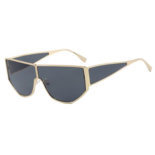 Lunettes de soleil de style punk finitions dorées et verres gris haut de gamme