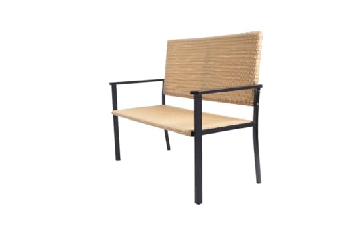 Image of Amazon Brand - Solimo Rattan and Wicker 2 Seater Garden Bench | Durable Outdoor Park Bench for Balcony Patio, Living Room, Terrace | Ideal Indoor and Outdoor Seating Furniture (Light Brown)