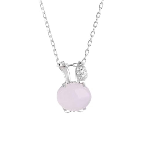 Collier en argent S925 et cristal rose avec pendentif fleur de pêche