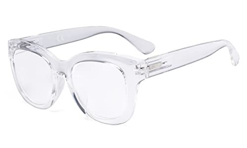 Eyekepper Oversized Reading Glasses - Retro Readers for Women Reading - Transparent Frame +3.00