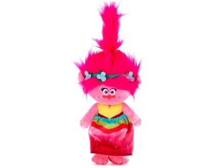 Peluche Poppy pour Trolls 2 - Peluche 28 cm, Robe Multicolore - pour Trolls World Tour Collection - Set Doudou Fille avec Carte Tigre