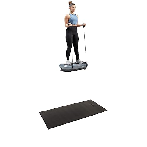 Sunny Health Fitness 3D Vibration Plate Exercise Platform w Dual Resistance Bands Total Body Shaker Machine 16 Speed