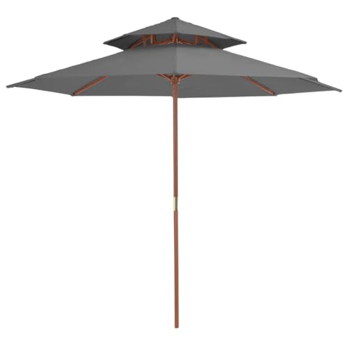 vidaXL Sonnenschirm 270 cm Holz Anthrazit Ampelschirm Marktschirm Gartenschirm