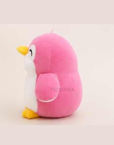 Image of Happy Penguin Soft Toy for Girls Boys Kids, Pink, Animal Plush Stuffed Baby Teddy Gift Birthday, 28 cm