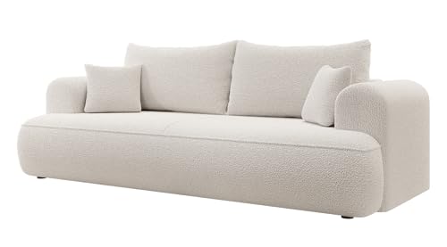 Selsey Sofa Schlafsofa Couch Mit Stauraum Schlaffunktion 3 Sitzer Pflegeleicht Polyurethanschaum Boucle Creme OVO