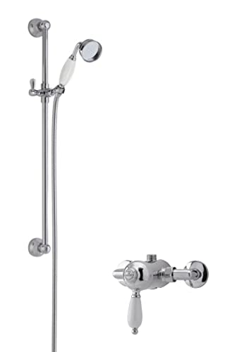 nuie SBT52MV1 Shower Bundle ǀ Traditional Bathroom Exposed Manual Shower Valve and Victorian Inspired Slider Rail Kit, Chrome - Image 2