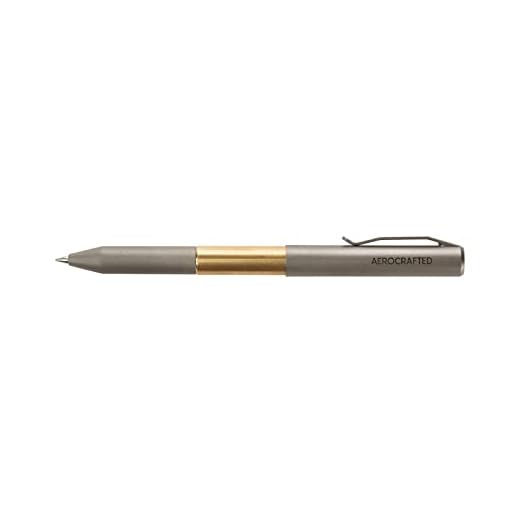 Aerocrafted Contrail Pocket Pen - Everyday Carry, Compact Gel Rollerball Pen, Fine Point, Made in the USA (Titanium/Bronze, Pocket Clip)