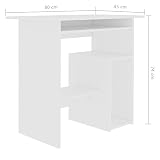 Elegancki i minimalistyczny wygląd, biurko z regałem, nowoczesne biurko pod komputer, stół biurowy, stół roboczy, stolik pod laptopa, meble biurowe, biurko, białe, 80 x 45 x 74 cm, płyta wiórowa