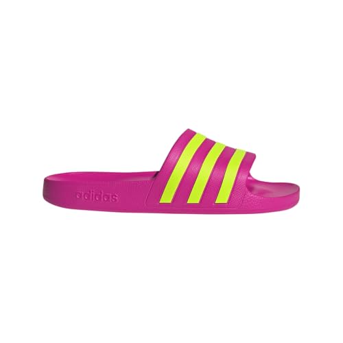 adidas Women's Adilette Aqua Slide Sandal, Shock Pink/Solar Slime/Shock Pink, 93