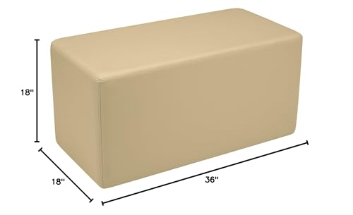 Image of Sprogs 18 inch H Structured Rectangle Stool -Flexible Modular Collaborative Soft Seating for Office, Home, Lounge and School Classrooms with Durable Frame - Sand (SPG-1011N-SD-A)