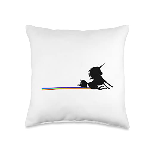 Unicorn Rainbow Poo Poop Funny Throw Pillow