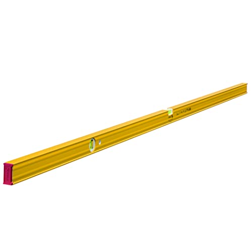 STABILA Magnet-Wasserwaage Type 80 ASM, 200 cm, verstärktes Alu-Profil, extrastarkes Seltenerd-Magnetsystem, 1 Horizontal-Libelle, 1 Vertikal-Libelle, integrierte Rutsch-Stopper, Made in Germany, Gelb