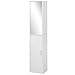 kleankin Armario para Baño Alto Mueble Columna de Baño con Espejo 2 Puertas y Estantes Interiores Ajustables Multiusos para Cocina Salón 32x28x162 cm Blanco