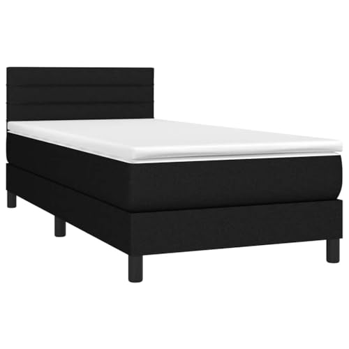vidaXL Boxspringbett mit Matratze Bett Einzelbett Polsterbett Bettgestell Lattenrost Bettrahmen Schlafzimmerbett Hotelbett Schwarz 100x200cm Stoff