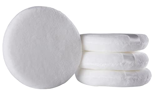 Powder Puff,Yababa 4 pcs 4.12" Premium Ultra Soft Large Loose Powder Puff for women, Body Baby, Use for Dusting Powder or Blending & Setting Makeup Foundation, White, Round