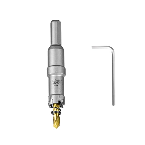 Image of SALI 11 /16 inch (18mm) TCT Hole Saw Kit Tungsten Carbide Tipped Hole Saw Drill Bit with Titanium-Plated Pilot Drill bit for Metal, Stainless Steel, Iron, Wood, Plastic