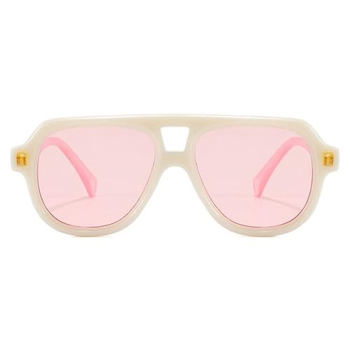 willochra Retro Double Bridges Pilot Men Rivets Sunglasses Fashion Clear Gradient Shades UV400 Women Punk Sun Glasses (pink)