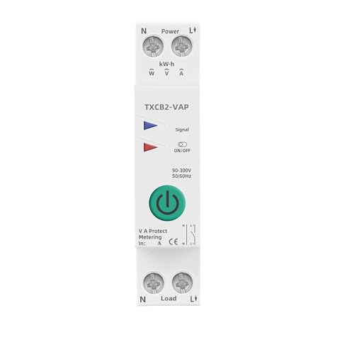 Medidor de potencia KWh y protector de voltaje TXCB2-VAP con corte automático de 63A