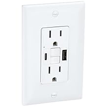 Legrand Radiant 15 Amp GFCI Self-Test Tamper Resistant Decorator Duplex Electrical Wall Outlet with USB Type A & C Ports, 1597TRUSBACW, White, 1 Count
