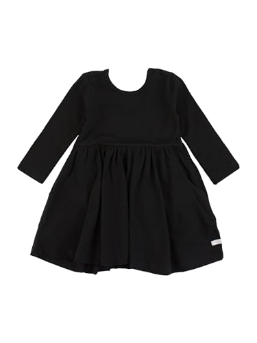 RuffleButts Black Knit Long Sleeve Twirl Dress - 6-12m