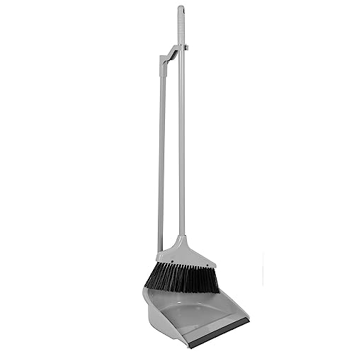 YöL Long Handle Dustpan And Brush 2 Piece Set Dust Upright Broom Grey Sweeping Cleaning Kitchen
