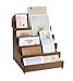 PH PandaHall 5-Tier Greeting Card Display Stand, Brown Wooden Card Holder Stand Postcard Rack for Retail Stores Postcards Stickers Stationery Vendors Craft Show Display, 11.8x11.8x14.2cm