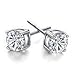 Produktbild AUNEK Damen Schmuck Ohrringe, 925 Sterling Ohrstecker, Süßwasser Massiv Silber CZ Cubic Zirkonia mit 4 Zinken Funkelnd Ohrringe Set, Feiner Schmuck Geschenke für Frauen Mädchen - 7mm