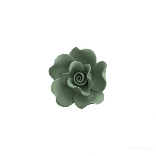 Image of Ceramic Flower Wall Art Decor, Artificial Flower Wall Sculpture,Handmade Ceramic Flowers for Home,Hallway,Living Room, Kitchen,Bathroom (Dark Green,Peony, 2.76 inch)