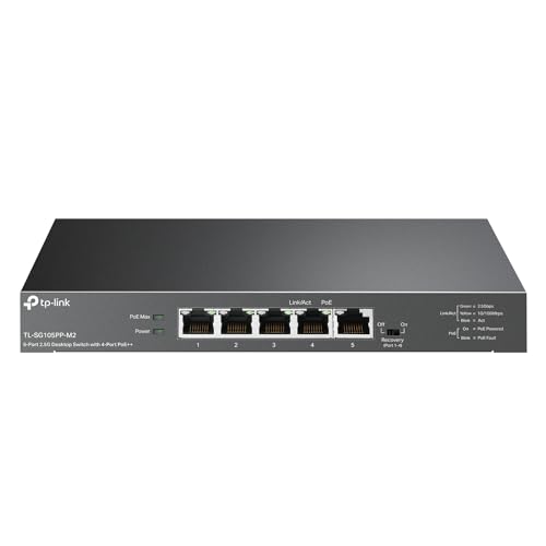 Image of TP-Link TL-SG105PP-M2 | 5 Port 2.5 Gigabit Switch | Multi-Gigabit | 4 PoE++ Ports @123W | Fanless Metal Design | Plug & Play | PoE Auto Recovery | QoS & IGMP