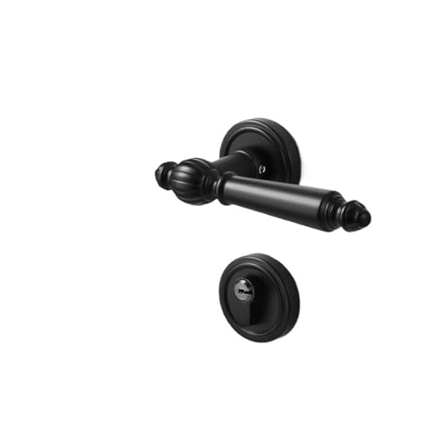 Serrure de poignée de chambre intérieure noire pour porte bois et salle de bain - 2