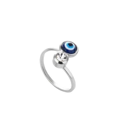 El Regalo 1 PC Stainless Steel Zircon Evil Eye Ring- Anti Tarnish/Waterproof Evil Eye Ring for Girls/Women (Non- Adjustable) (Silver, 17) (B0CRKW5D5J) Amazon Price History, Amazon Price Tracker