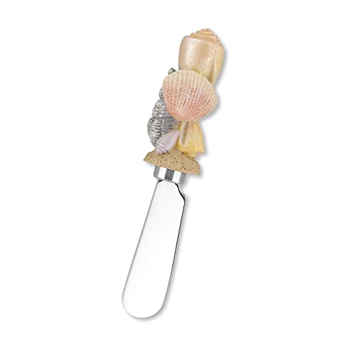 Wine Things 4-Piece Hand Painted Resin Handle With Stainless Steel Blade Cheese Spreader Butter Spreader Knives (Shells On Beach) #TOP4