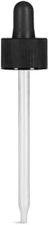 24/410 (7 mm x 108 mm) Plastic Droppers, Black Polypro Ribbed Bulb Droppers w/Plastic Pipettes