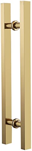 Poignée de porte dorée en H acier inoxydable 80cm luxe pour entrée moderne