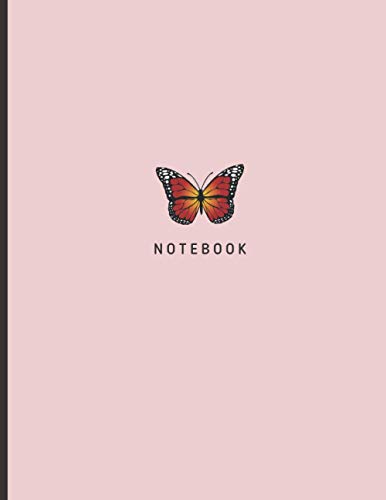 College Butterfly Notebook 8.5 x 11 in Pastel Pink: College Ruled 120 pages Butterfly Aesthetic