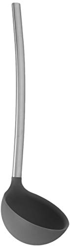 Tovolo Silicone Ladle With Stainless Steel Handle Deep Soup Ladle for Cooking Canning Serving Soup Punch Stew Sauce, Large Kitchen Utensil Spoon Dishwasher Safe BPA Free Silicone Charcoal Gray