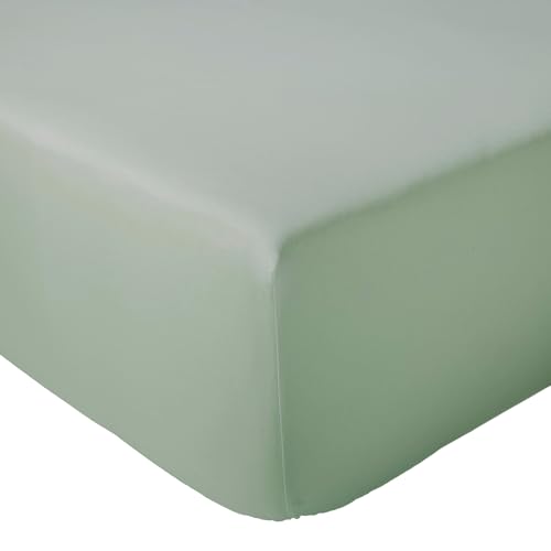 Percale de coton drap housse 180x200 vert sauge une bulle de sérénité