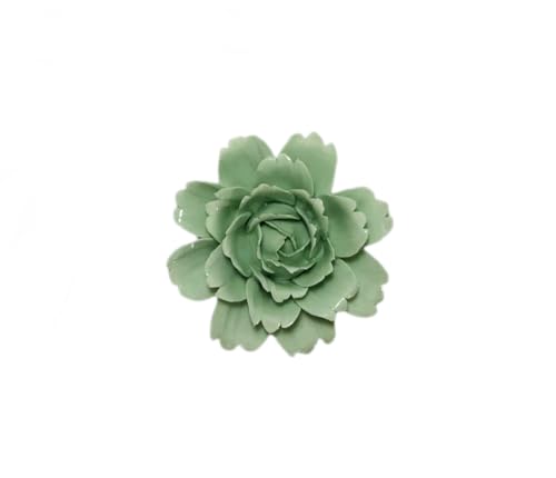 Image of Ceramic Flower Wall Art Decor, Artificial Flower Wall Sculpture,Handmade Ceramic Flowers for Home,Hallway,Living Room, Kitchen,Bathroom (Light Green,Camellia, 2.76 inch)