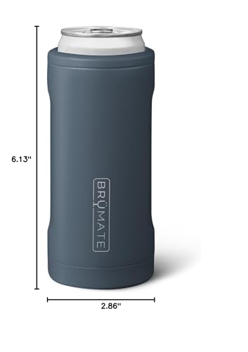 Image of BruMate Hopsulator Slim Can Cooler Insulated for 12oz Slim Cans | Skinny Can Insulated Stainless Steel Drink Holder for Hard Seltzer, Beer, Soda, and Energy Drinks (Nightfall Blue)