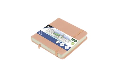 Kangaro Art - Cuaderno de bocetos (12 x 12 cm, poliuretano, tapa dura, 80 hojas, 140 gramos, papel crema, color rosa)