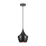 Globe Electric 1-Light Small Modern Industrial Pendant, Oil Rubbed Bronze, Gold Inner Finish, 1x A19 60W Bulb (sold separately), 63871
