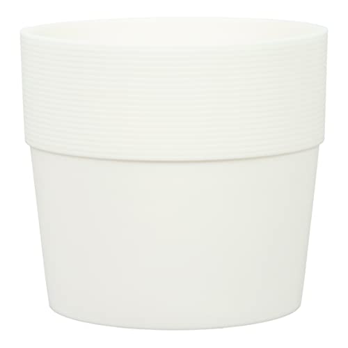 Scheurich Groove 17, Blumentopf/Pflanzkübel, rund, Farbe: Bianco, hergestellt mit recyceltem Kunststoff, 8 Jahre Garantie, für den Innenbereich