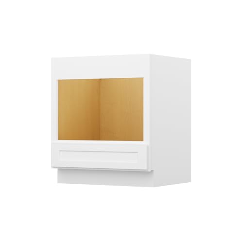 Image of Furinno Shaker Microwave Base Kitchen Cabinet, Ready to Assemble, 24 D x 30 W x 34.5 H, White