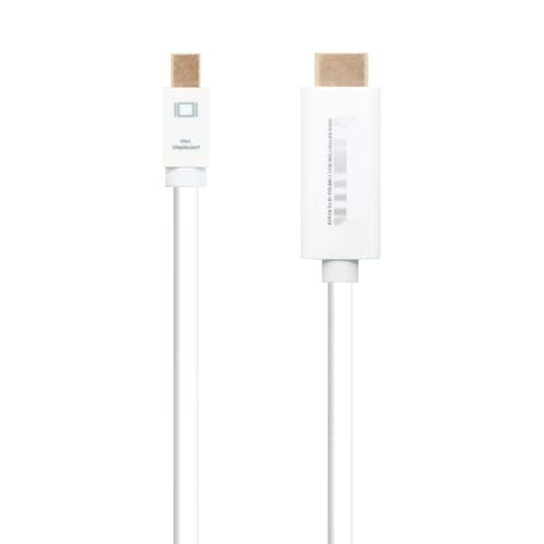 Blendend Cable conversor Mini DP a HDMI, blanco, 2.0 m, para conectar dispositivos a pantallas con HDMI, ideal para presentaciones y entretenimiento.