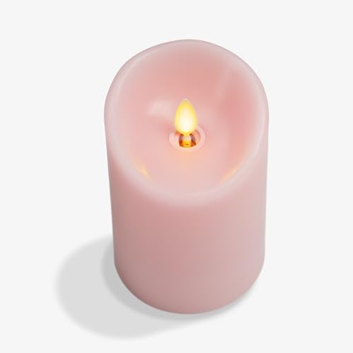 Image of Luminara Flameless LED Battery Operated Flickering Pillar Moving Flame Candles (Saga Rose, 3 inch x 4.5 inch)