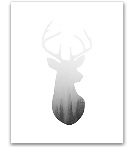 Dear Print Deer Head Wall Art Deer Art Gray Animal Head Forest Decor Boy Nursery Wall Art Woodland Decor Animal Head Gray Forest Wall Art Woodland Art Print Deer Wall Print 8x10