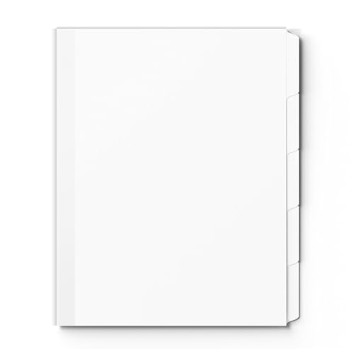 Staples Print‑On Label Dividers, 5‑Tab, White, Customizable Printable Tabs, Letter Size, Organize Binders & Projects, 30 Sets