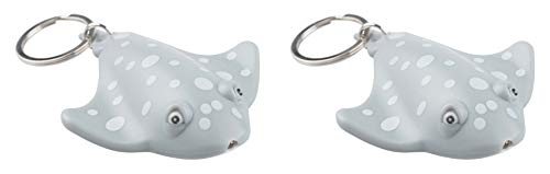 munkees 2X Schlüsselanhänger mit Led Licht, Tier-Motiv Rochen Fun Gadget, grau, 11219